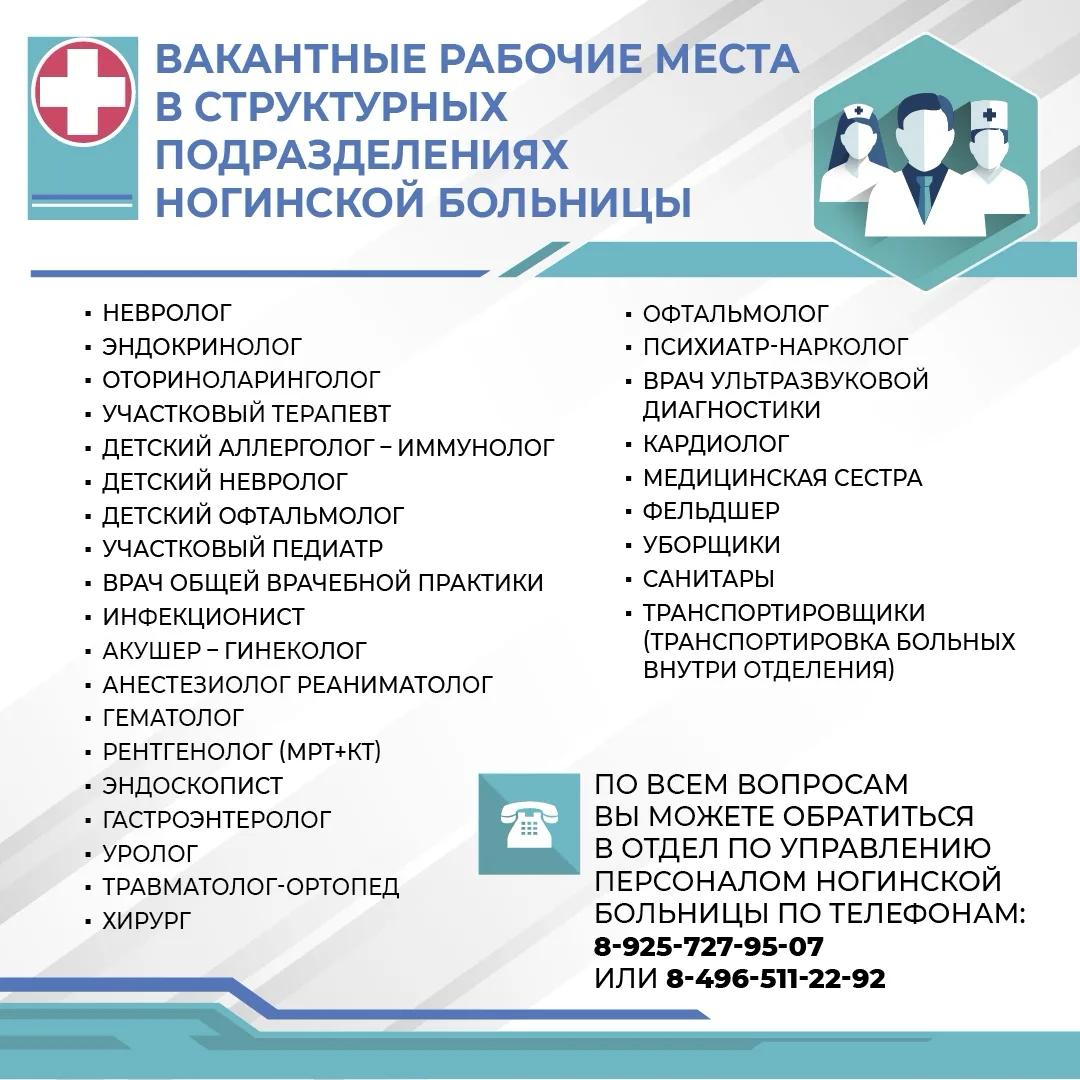 В Богородском округе открыты вакансии для медиков