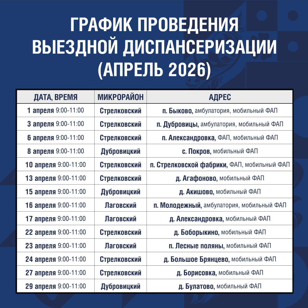 В Г. о. Подольск продолжают работать выездные пункты диспансеризации