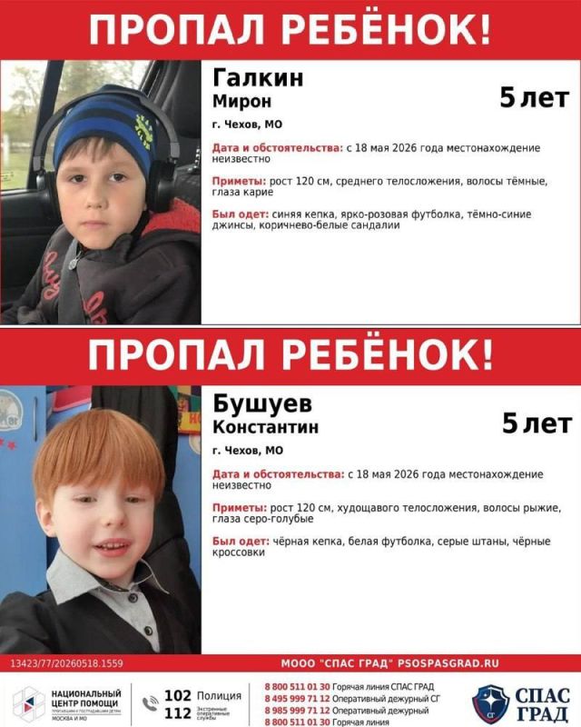 Два пятилетних мальчика пропали во время прогулки в детском саду в подмосковном Чехове