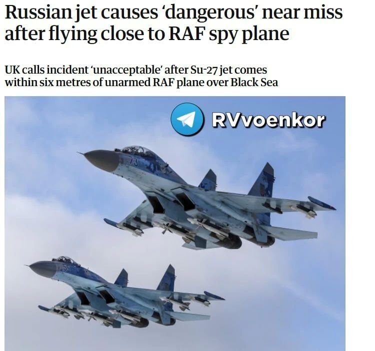 Российский Су-27 выполнял "опасные маневры" в шести метрах от самолета ВВС Британии, — The Guardian