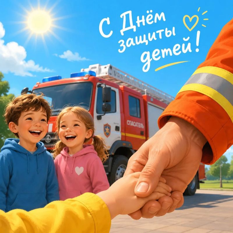 День защиты детей!. В этот день сотрудники МЧС России напоминают о главном: Не оставляйте малышей без присмотра, храните зажигалки в недоступном месте