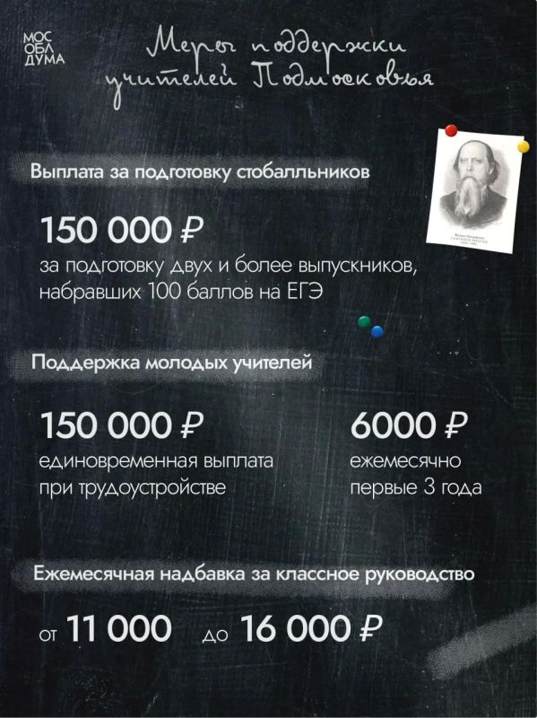 В Подмосковье учителя, подготовившие двух и более стобалльников, получат по 150 тысяч рублей