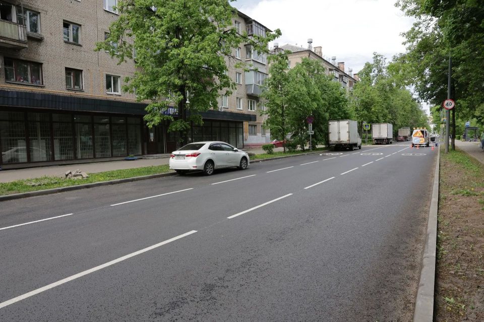 На обновлённых дорогах Королёва нанесли дорожную разметку На обновлённых дорогах Королёва нанесли дорожную разметку