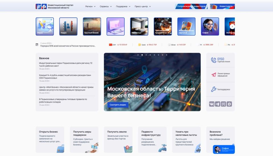 Инвестпортал Подмосковья — единая платформа для поддержки предпринимателей