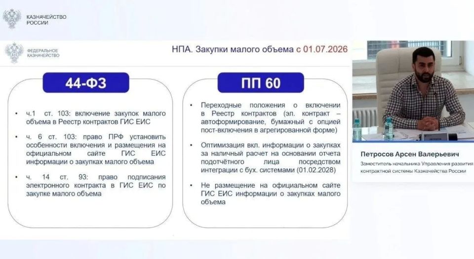 ВСЕРОССИЙСКОЕ СОВЕЩАНИЕ ФЕДЕРАЛЬНОГО КАЗНАЧЕЙСТВА В ФОРМАТЕ ВЕБИНАРА: ЗАКУПКИ МАЛОГО ОБЪЕМА И НОВЫЕ ФУНКЦИОНАЛЬНЫЕ ВОЗМОЖНОСТИ ЕИС ВЕРСИИ 16.2 ВСЕРОССИЙСКОЕ СОВЕЩАНИЕ ФЕДЕРАЛЬНОГО КАЗНАЧЕЙСТВА В ФОРМАТЕ ВЕБИНАРА: ЗАКУПКИ МАЛОГО ОБЪЕМА И НОВЫЕ ФУНКЦИОНАЛЬНЫЕ ВОЗМОЖНОСТИ ЕИС ВЕРСИИ 16.2