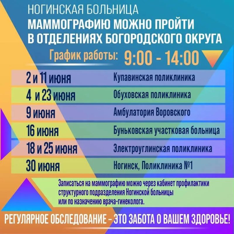 Как будет работать мобильный маммограф в июне