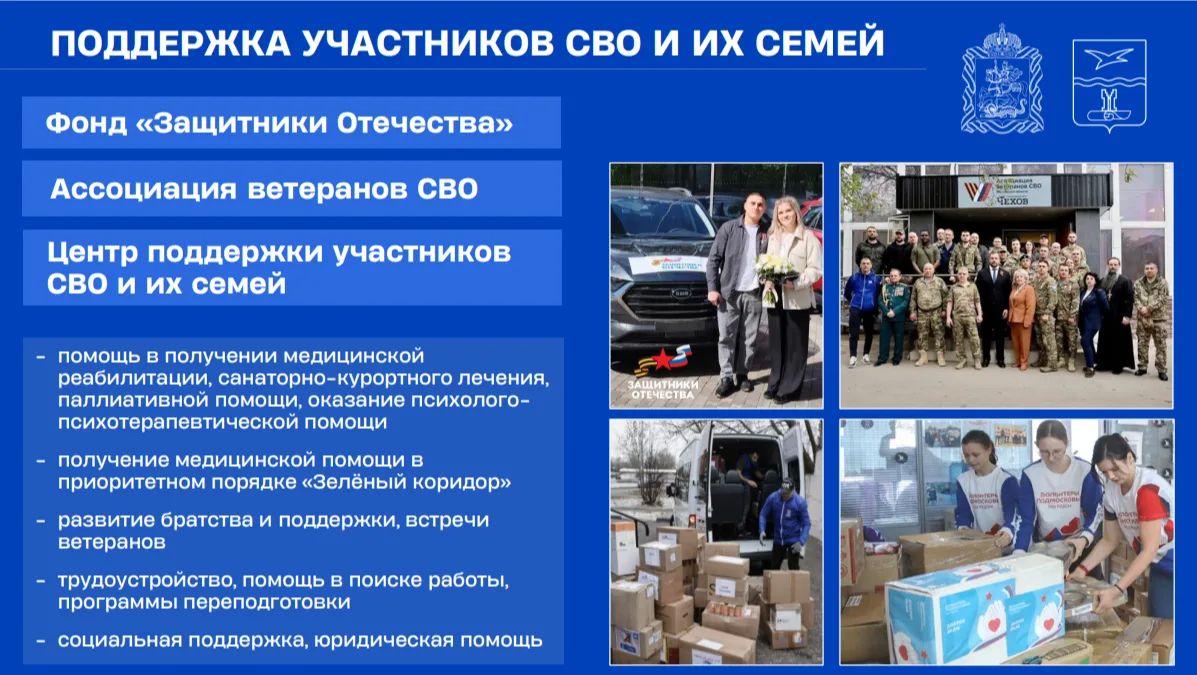 Михаил Собакин: В муниципальном округе Чехов выстроена комплексная система поддержки участников специальной военной операции и их близких