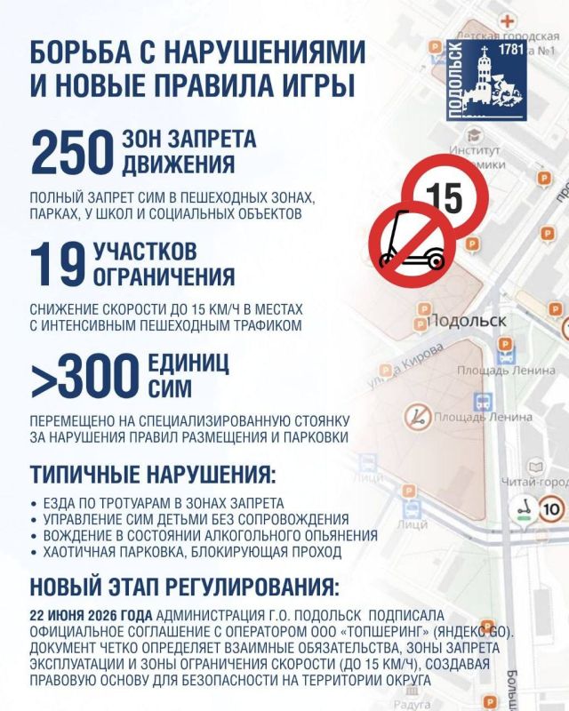 Григорий Артамонов: В Подольске определили 25 зон, где движение электросамокатов полностью запрещено Григорий Артамонов: В Подольске определили 25 зон, где движение электросамокатов полностью запрещено