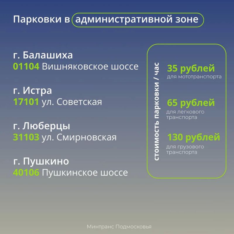С 3 августа на региональных дорогах Подмосковья запустим 7 новых платных парковок: С 3 августа на региональных дорогах Подмосковья запустим 7 новых платных парковок: