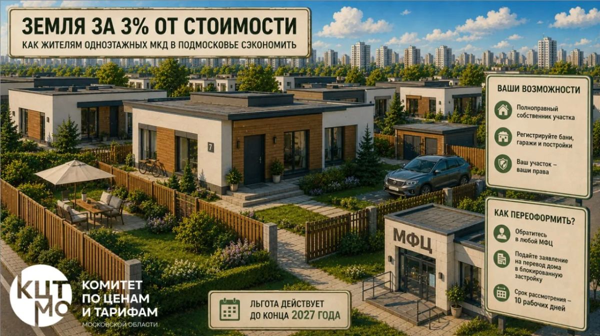 Земля за 3% от стоимости: жители одноэтажных МКД в Подмосковье могут перевести дома в категорию ИЖС