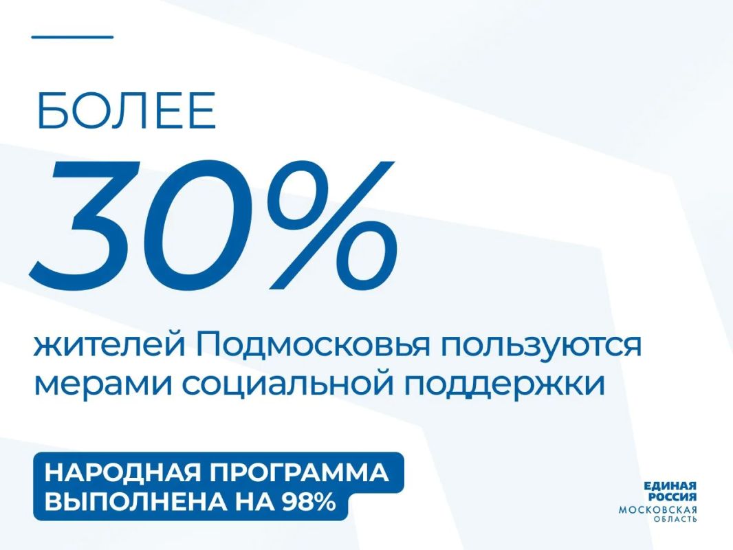 Более 30% жителей Подмосковья пользуются мерами социальной поддержки, которые продолжают расширяться