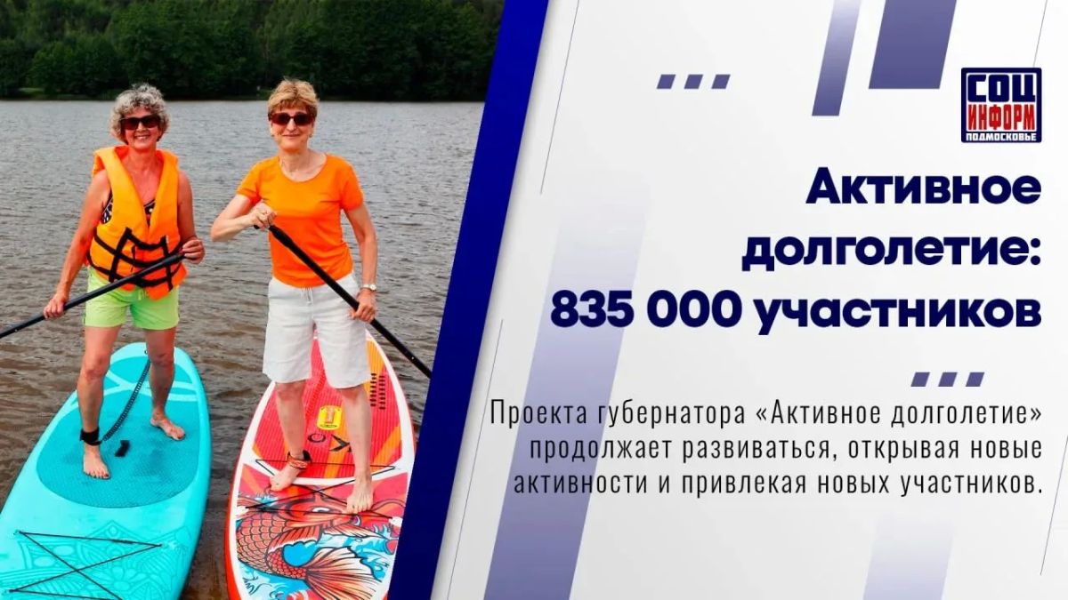 Проект «Активное долголетие» в Подмосковье объединил 835 000 человек – это на 67% больше, чем год назад