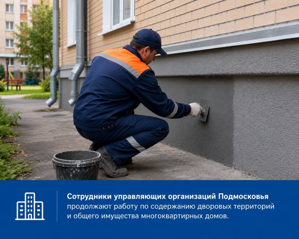 Сотрудники управляющих организаций Подмосковья продолжают работу по содержанию дворовых территорий и общего имущества многоквартирных домов