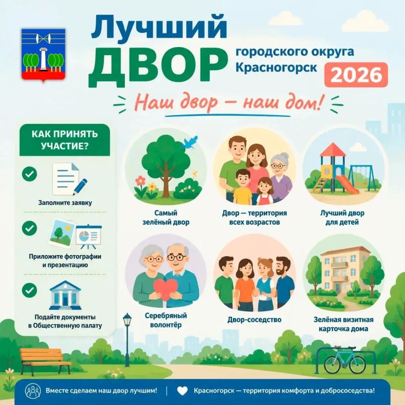 Сбор заявок на конкурс «Лучший двор — 2026» продолжается! Сбор заявок на конкурс «Лучший двор — 2026» продолжается!