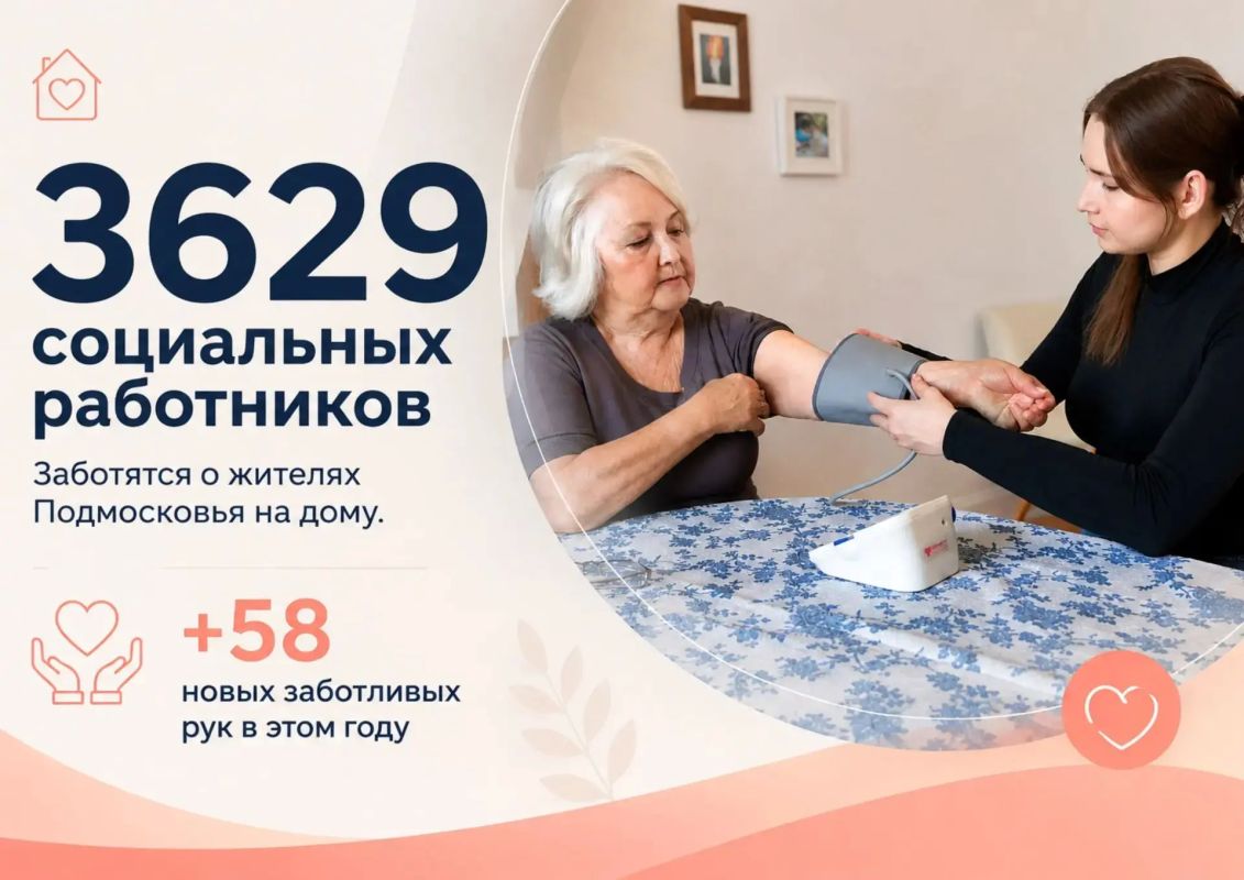 3629 социальных работников заботятся о жителях Подмосковья на дому — под их заботой 45 тысяч наших жителей