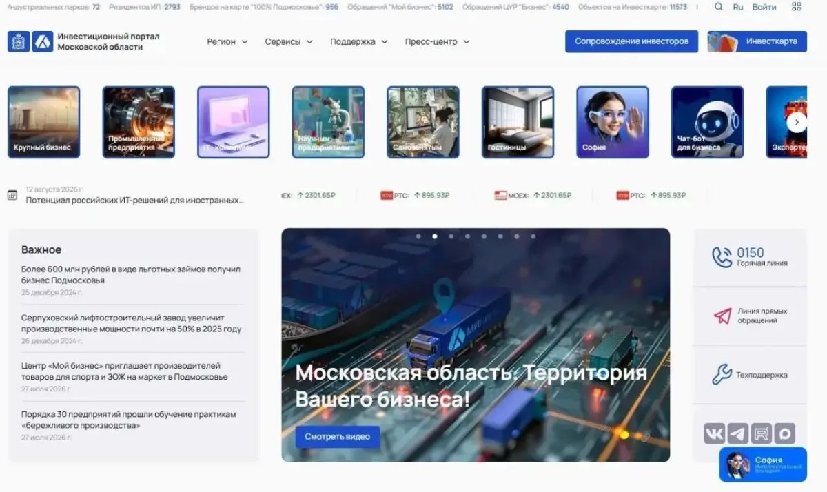 Инвестпортал Подмосковья — единая платформа для развития бизнеса