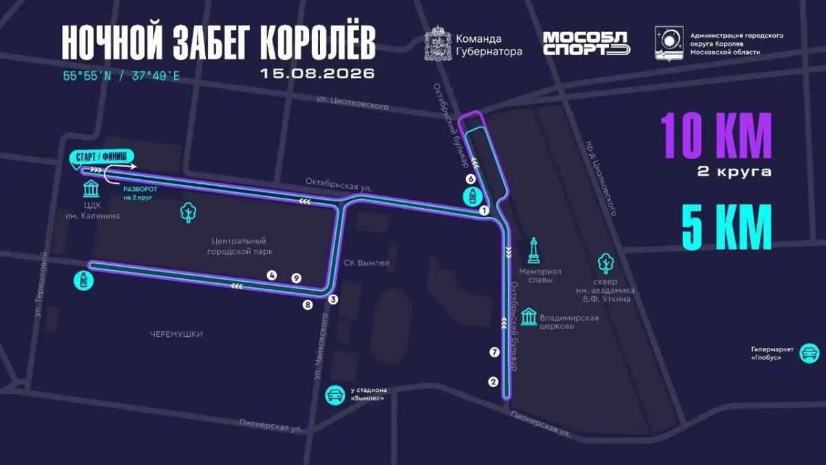 Уважаемые жители!. . Сегодня, на время проведения «Ночного забега», с 18:00 до 22:00, будет введено ограничение движения автомобильного транспорта на некоторых участках автодорог: ул