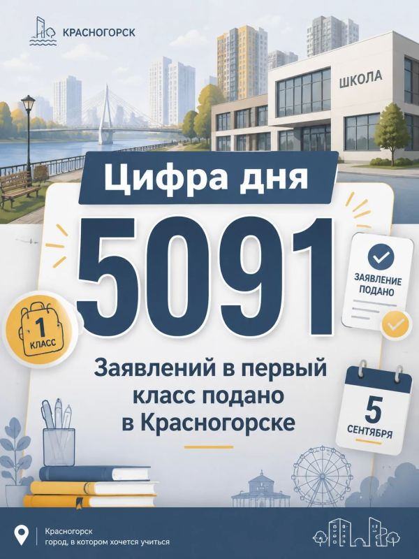 Более 5 000 заявлений в первый класс подали в Красногорске!