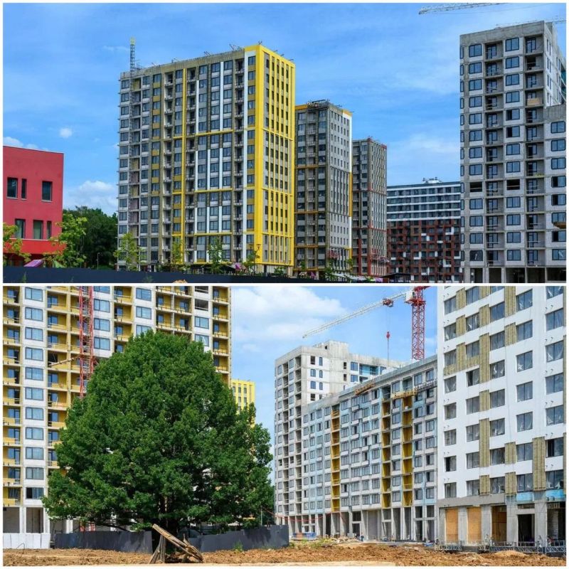 Текстура будущего. В корпусах 24 и 26 жилого комплекса Левел Лесной идут фасадные, инженерные, отделочные и дорожные работы