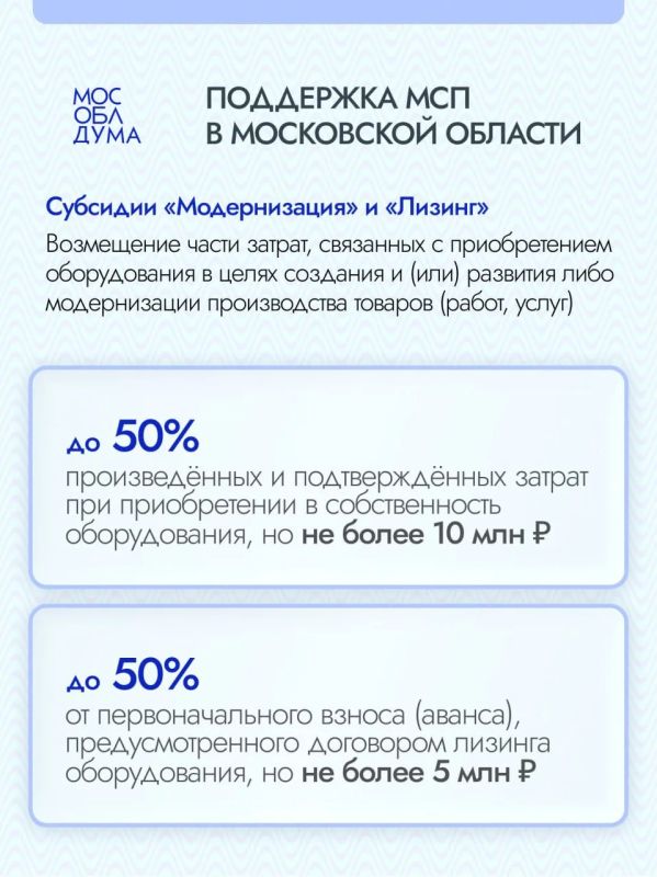 В 2026 году на развитие МСП в Подмосковье предусмотрено 3,7 млрд рублей