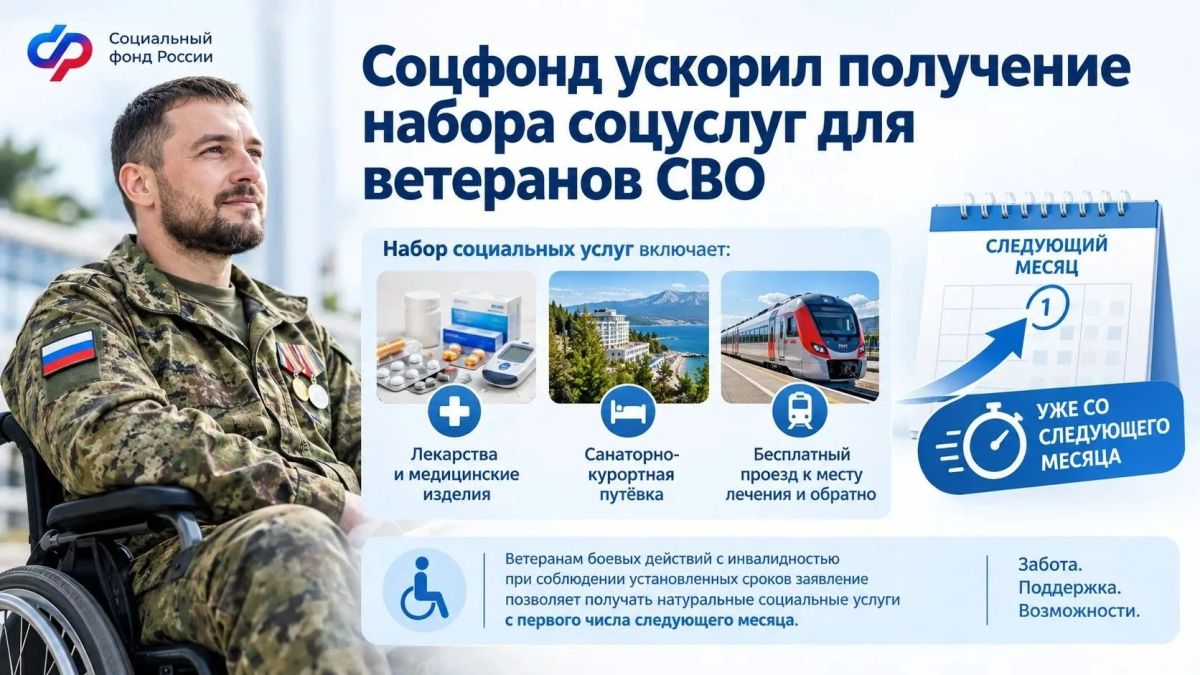 Ветераны боевых действий с инвалидностью, в том числе военнослужащие и участники СВО в составе добровольческих формирований, могут быстрей получать набор социальных услуг (НСУ)