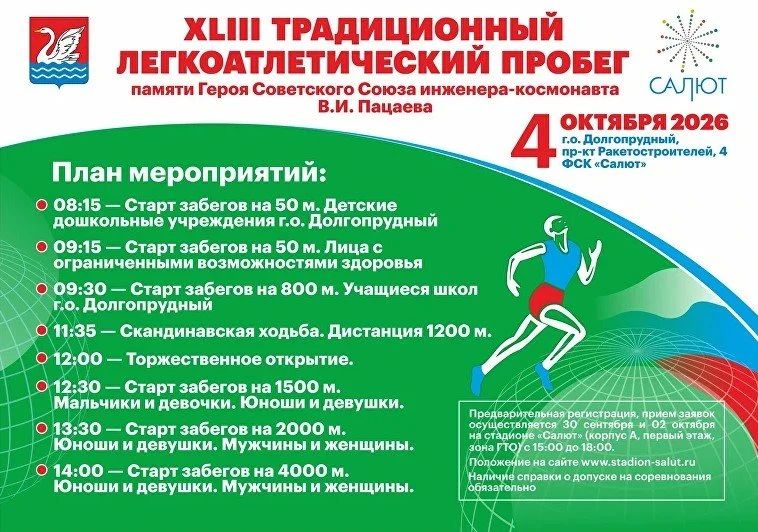 На старт: в Долгопрудном пройдёт 43-й пробег памяти Виктора Пацаева