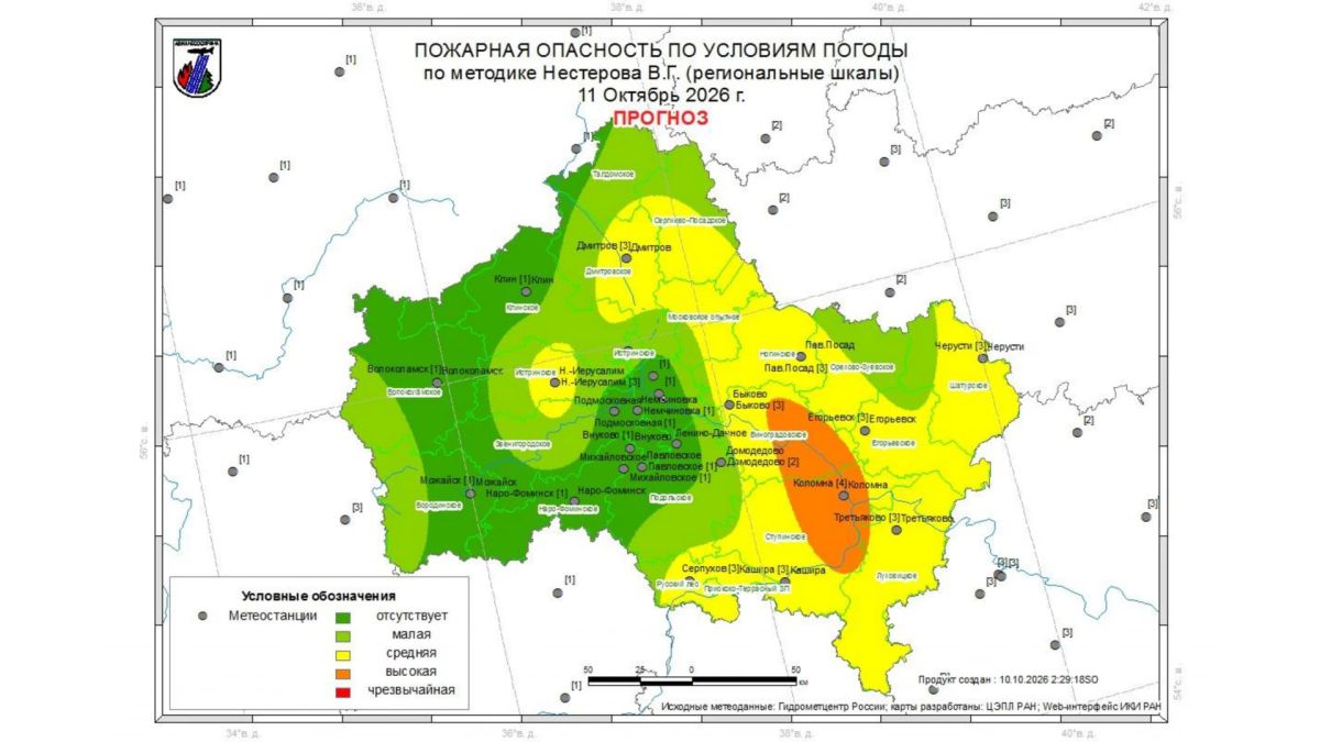 Огненный прогноз. 9 октября на территории гослесфонда Московской области возгораний не зафиксировано Огненный прогноз. 9 октября на территории гослесфонда Московской области возгораний не зафиксировано