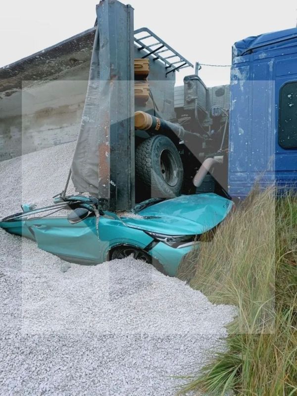 РЕН ТВ стала известна личность водителя грузовика с щебнем, который раздавил легковушку в Домодедове